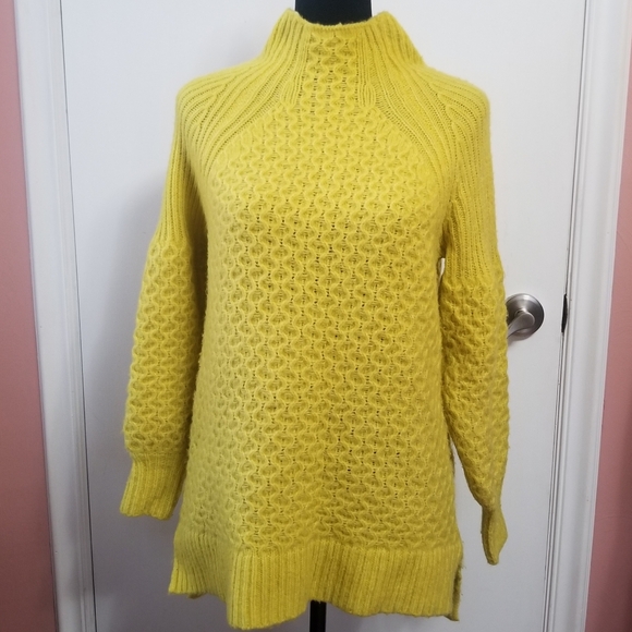 ANTHROPOLOGIE Bia Mock Neck Tunic Sweater Yellow Extra Small - Picture 3 of 8